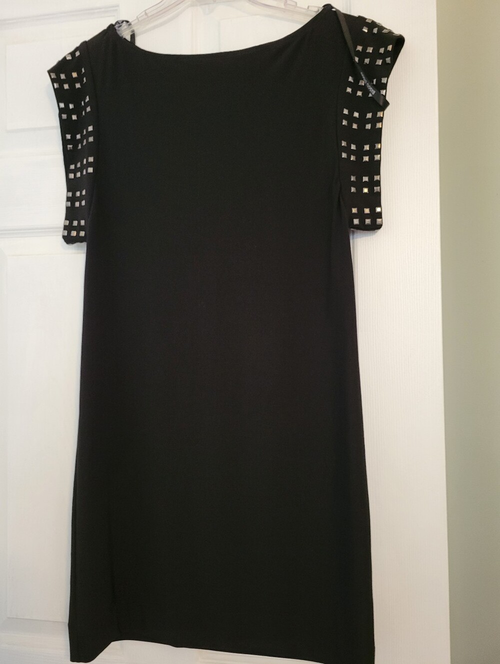 NWOT Bisou Bisou Black Shift Dress with Stud-Trim Sleeves